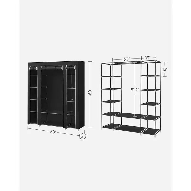 Penderie Armoire Placard Portable Rangement Organisateur Porte-Vêtements Étagère avec Housse en Tissu Non-Tissé