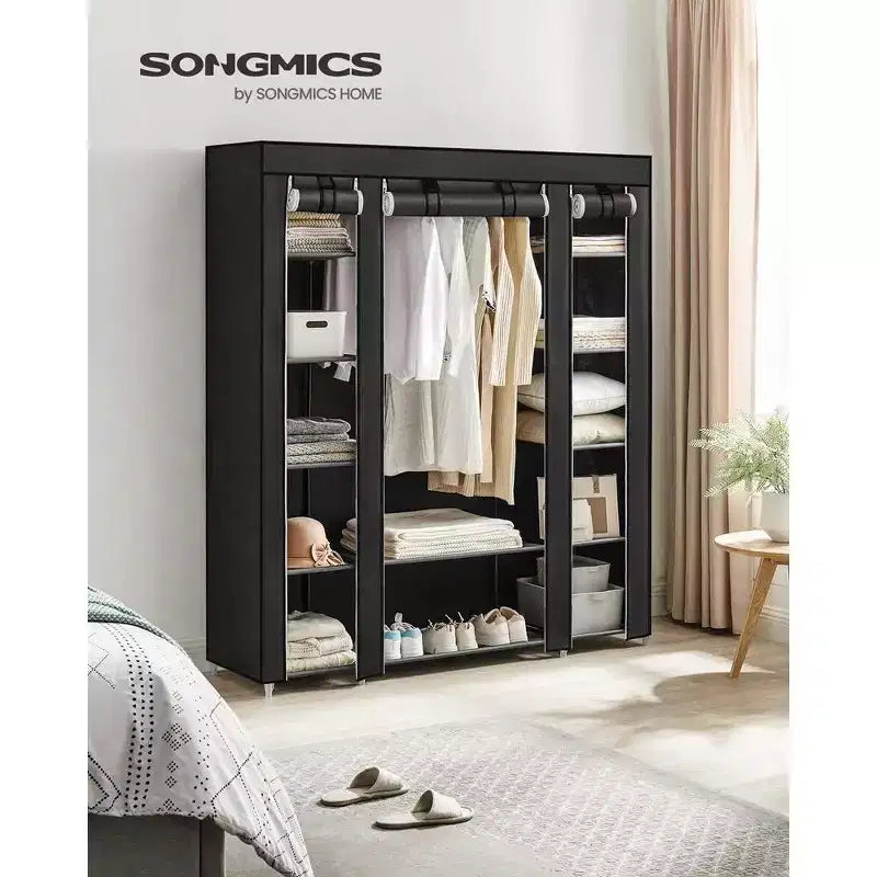 Penderie Armoire Placard Portable Rangement Organisateur Porte-Vêtements Étagère avec Housse en Tissu Non-Tissé