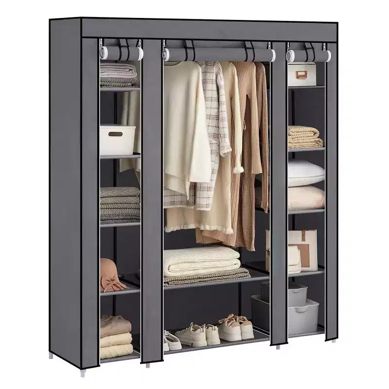 Penderie Armoire Placard Portable Rangement Organisateur Porte-Vêtements Étagère avec Housse en Tissu Non-Tissé