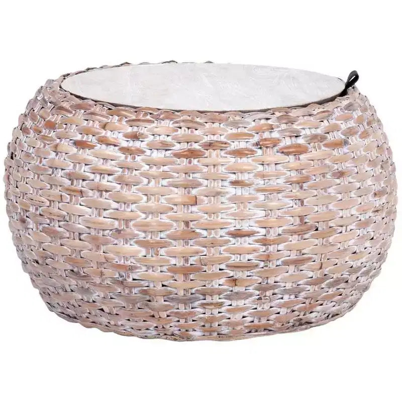 Klarysa Wood And Rattan Coffee Table - Natural White Wash - Safavieh