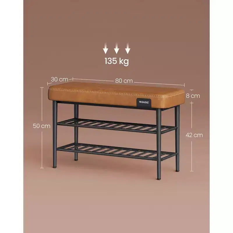 Banc à Chaussures, Banc de Rangement, Banc Porte-Chaussures d'Entrée, Cuir Synthétique avec Surpiqûres