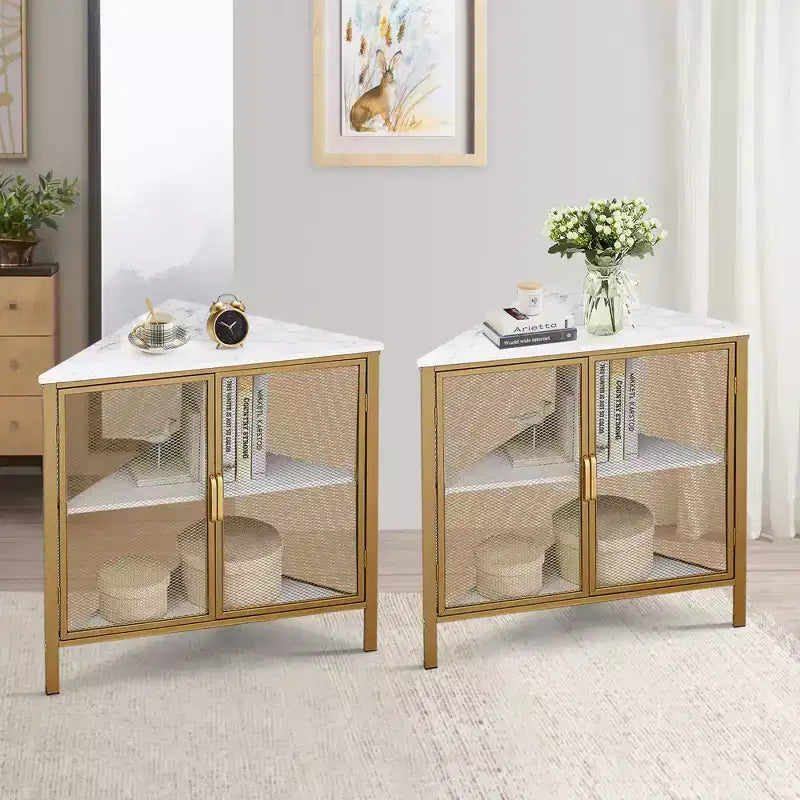 Étagère d'angle de rangement, étagère de présentation à 3 niveaux avec porte de protection et cadre métallique pour petits espaces