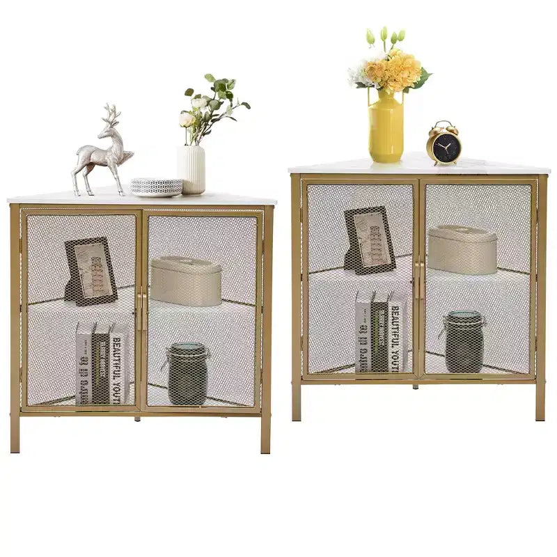 Étagère d'angle de rangement, étagère de présentation à 3 niveaux avec porte de protection et cadre métallique pour petits espaces