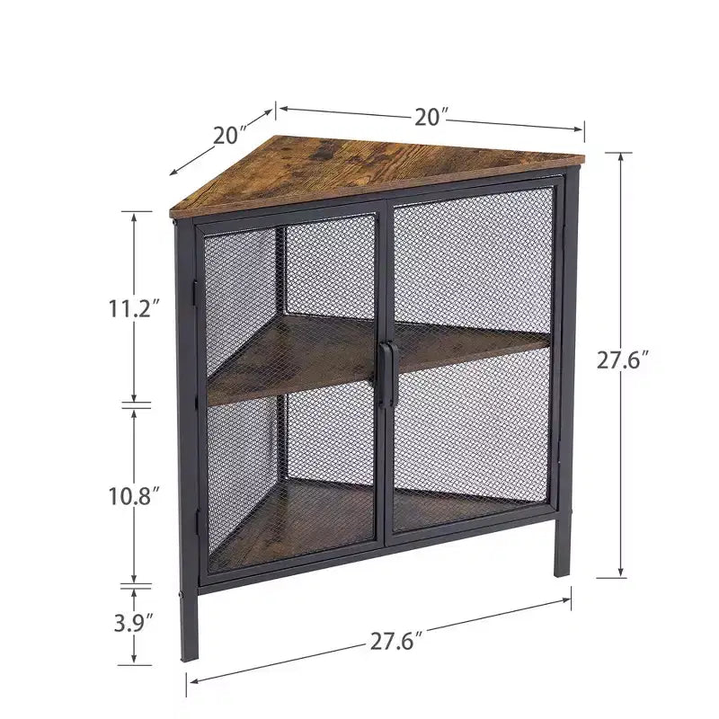 Étagère d'angle de rangement, étagère de présentation à 3 niveaux avec porte de protection et cadre métallique pour petits espaces