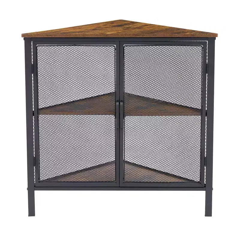Étagère d'angle de rangement, étagère de présentation à 3 niveaux avec porte de protection et cadre métallique pour petits espaces