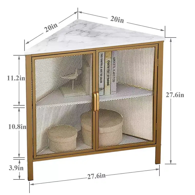 Étagère d'angle de rangement, étagère de présentation à 3 niveaux avec porte de protection et cadre métallique pour petits espaces