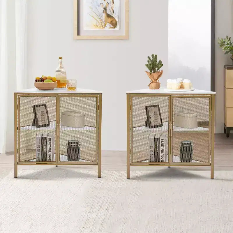Étagère d'angle de rangement, étagère de présentation à 3 niveaux avec porte de protection et cadre métallique pour petits espaces