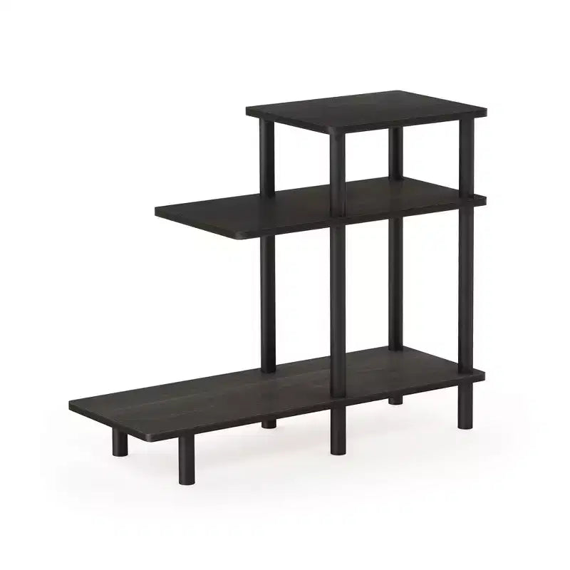 Table d'appoint de canapé réversible à 3 niveaux avec étagères de rangement ouvertes, Espresso